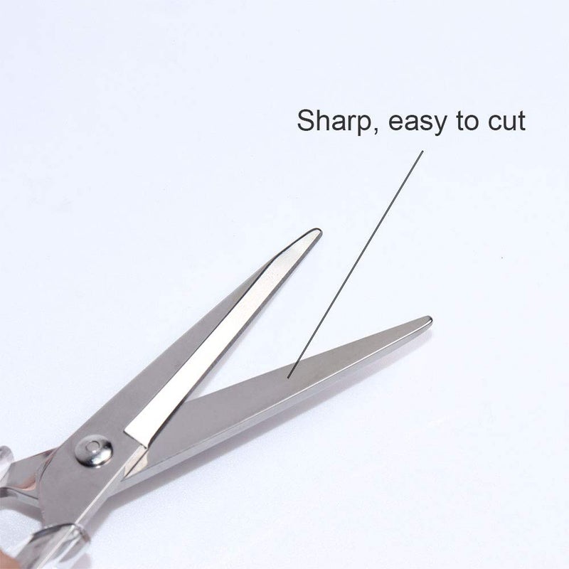 MultiBey Classic Clear Silver Type2 Scissors, 6.5" Heavy Duty Multipurpose, Stainless Steel & Acrylic, Ambidextrous - Image 3